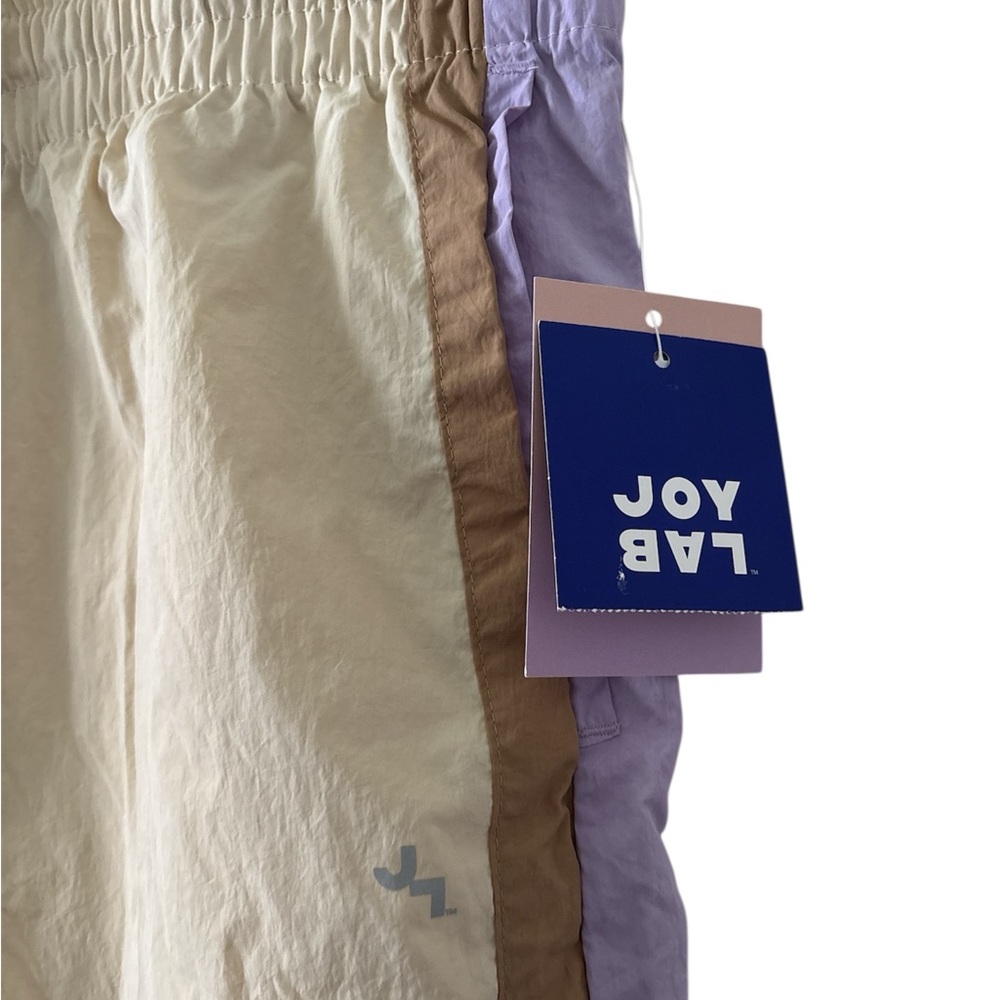 JoyLab Cream Wide-Leg Track Pants with Lilac & Tan Side Stripes - Picture 5 of 6